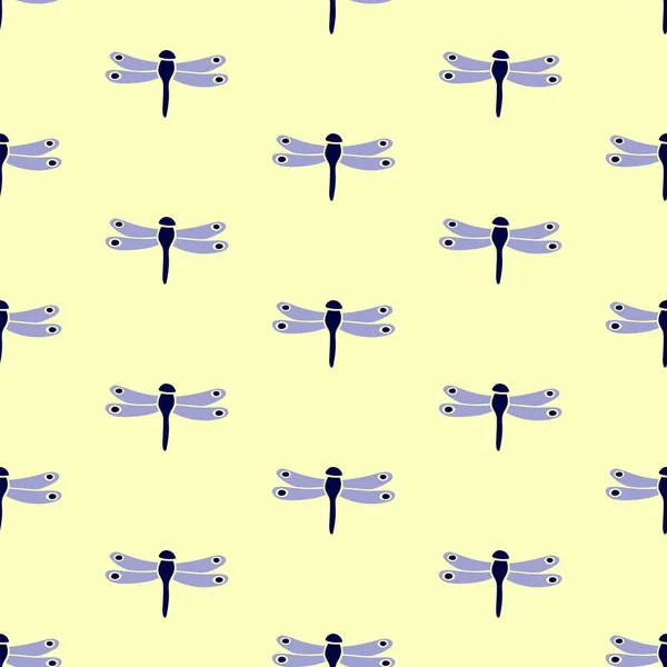 Handgezeichnetes Nahtloses Muster Mit Libelle Vektorillustration Folge — Stockvektor