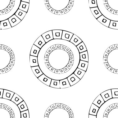 Çember çerçeveli, el çizimi, pürüzsüz desen. Vektör çizimi. Eps 10