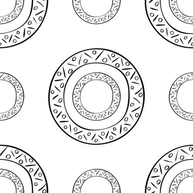 Çember çerçeveli, el çizimi, pürüzsüz desen. Vektör çizimi. Eps 10