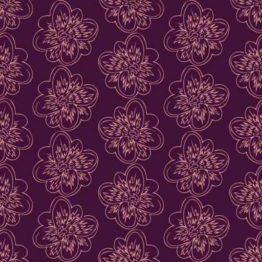 Pembe çiçeklerle el çizimi pürüzsüz desen. Vektör çizimi. EPS 10