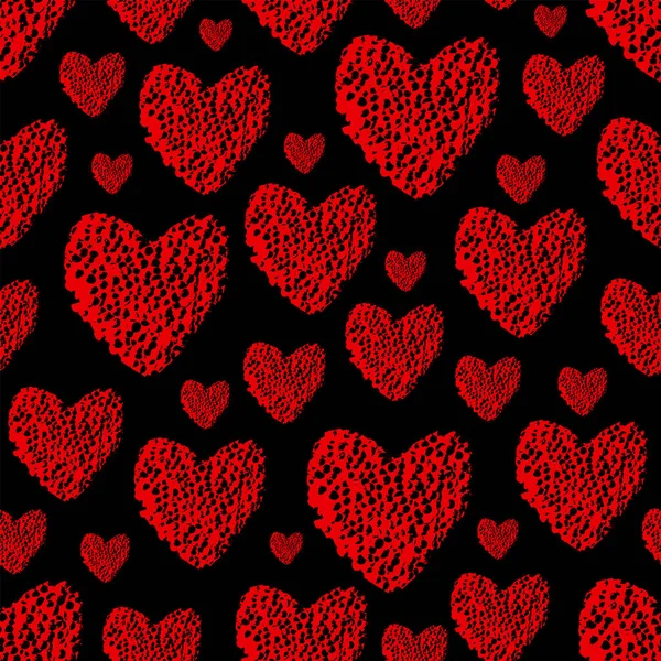 Seamless Pattern Textured Hearts Vector Illustration Eps — Stock Vector