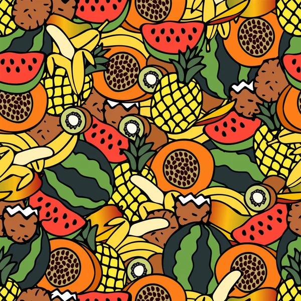 Seamless pattern with hand drawn tropical fruits. Doodle. Vector illustration. Eps 10