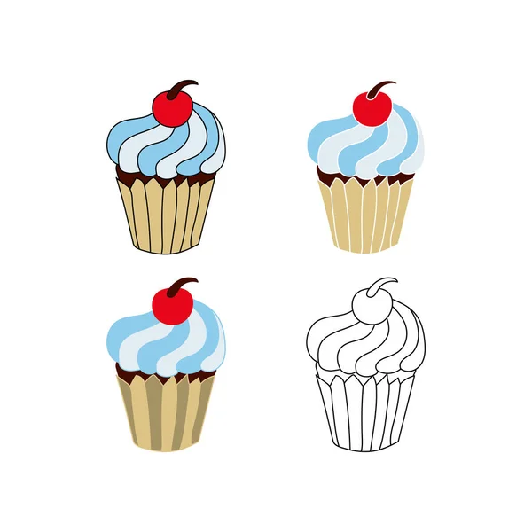 Handgezogene Tasse Kuchen Doodle Vektorillustration Eps — Stockvektor