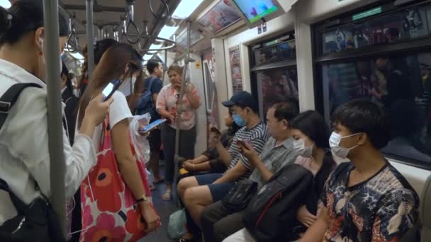 People in Subway with Protective Masks for Protect from 2019-nCoV Coronavirus — Stock Video