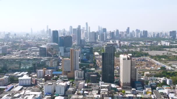 City View Overlooking the City Skyline Business City, View of Bangkok Downtown — Stock Video
