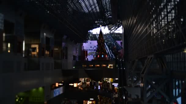 Film Czasie Świąt Bożego Narodzenia Stacji Kioto Minimalny Efekt Led — Wideo stockowe