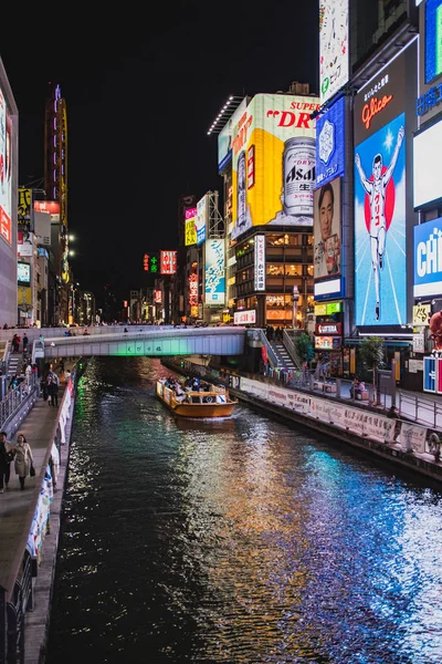 Elektryczne Billboardy Dotonbori Kanale Listopad 2019 Osaka Japonia — Zdjęcie stockowe