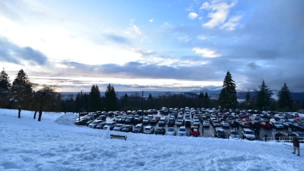 View Metro Vancouver Area Recent Snowfall Timelapse Burnaby Mountain Canada — ストック動画