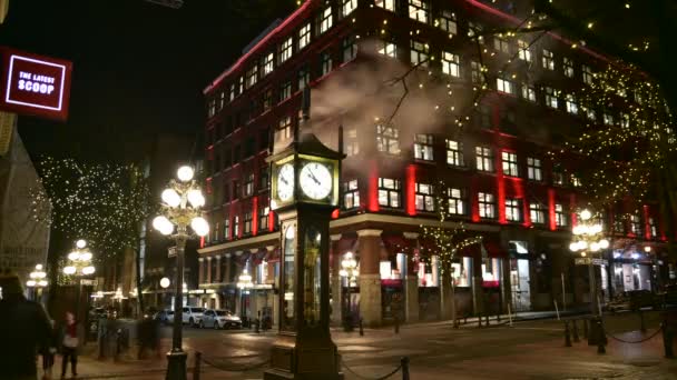 Een Timelapse Video Van Gastown Bij Nacht Vrijdag Januari 2020 — Stockvideo