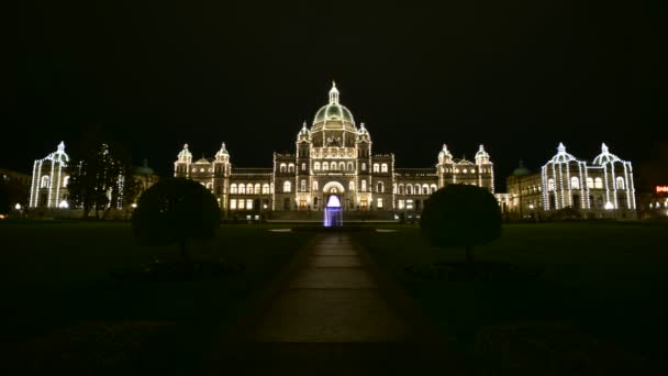 Timelapse Movie Parliament Building Night Victoria Canada — 图库视频影像