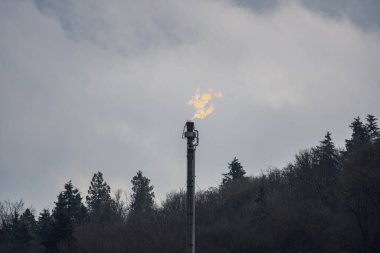 A picture of flare stack in the oil plants.    Vancouver BC Canada