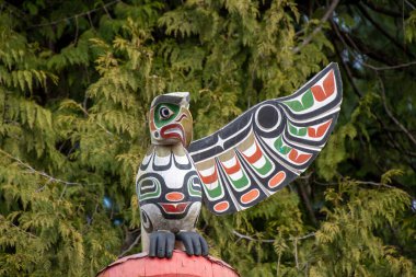 A picture of Thunderbird lost the right wing.    Stanley park   Vancouver BC Canada February 8th 2020