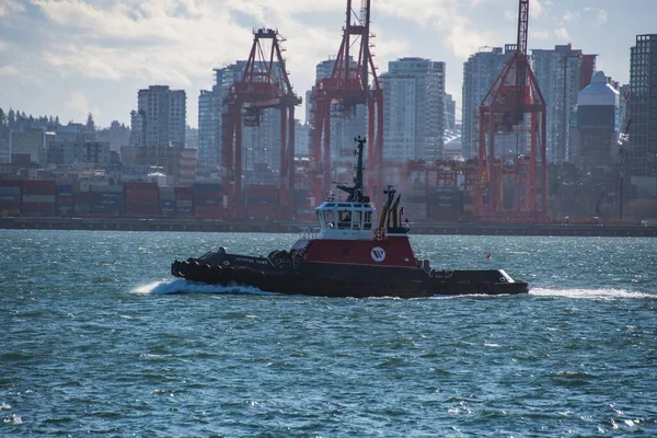 Bild Bogserbåt Som Rör Sig Havet Vancouver Canadamarch 2020 — Stockfoto