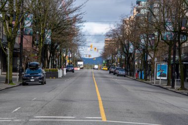 Vancouver 'ın normalde hareketli olan merkezi, Covid-19 yüzünden neredeyse boş. 29 Mart 2020 Pazar MÖ Kanada