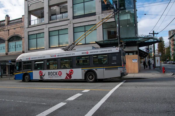 대유행 버스의 줄었다 2020 밴쿠버 캐나다 — 스톡 사진