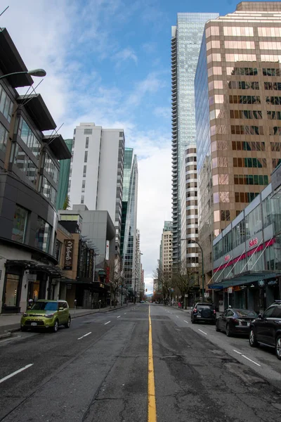Den Normalt Livliga Centrala Delen Vancouver Nästan Tom Grund Covid — Stockfoto