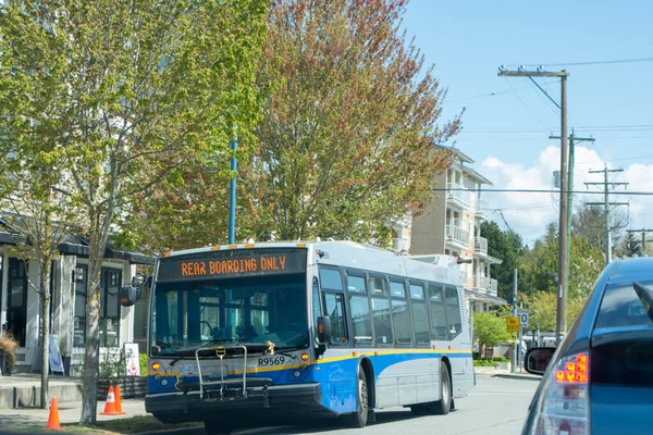 Porta Traseira Apenas Embarque Ônibus Translink Durante Pandemia Covid Richmond — Fotografia de Stock