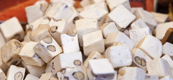 Dice of spanish soft turron — Stock Photo, Image