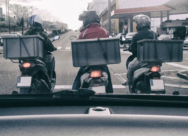 Three delivery motorbiker — ストック写真