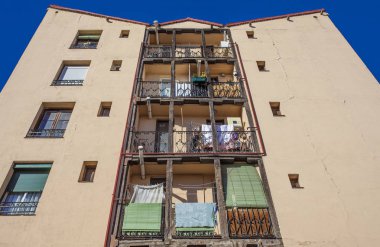 Tipik Ahşap balkon Madrid Old Town