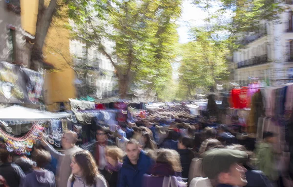 Crowded Madrid Rastro, Spain — Stock Photo, Image