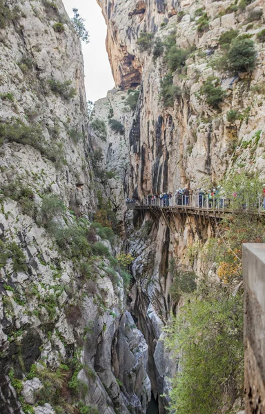 Visitantes caminando por la pasarela de Caminito del Rey —  Fotos de Stock