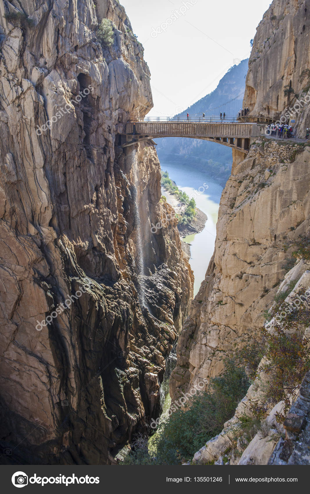 Visitors crossing the suspension bridge at Caminito del Rey Path Stock Photo by ©WHPics 135501246