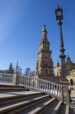 Bir kanal Köprüsü, Plaza de Espana, Sevilla, İspanya