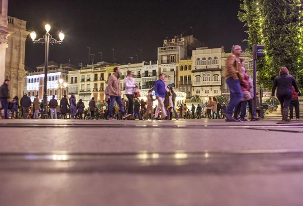 Night view of street  on Christmas, Seville, Spain — Stock Photo, Image