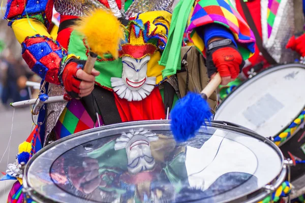 Baterista no desfile do Carnaval de Badajoz, Espanha — Fotografia de Stock