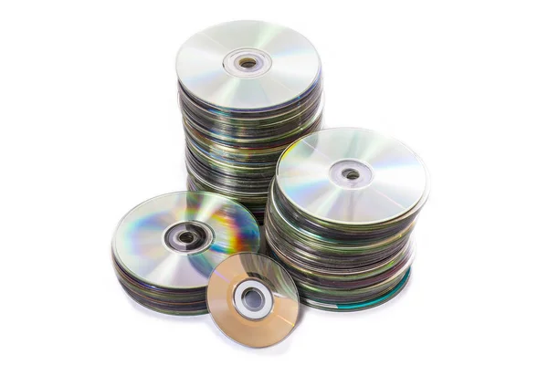 Heap de cd usado antigo e mini discos — Fotografia de Stock