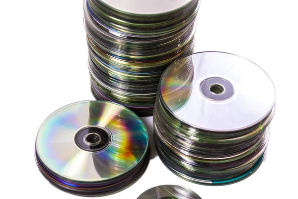 Куча старых подержанных CD и мини дисков — стоковое фото