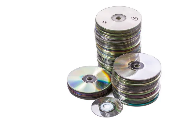 Heap de cd usado antigo e mini discos — Fotografia de Stock