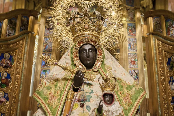 Estatua de cedro policromada de Nuestra Señora de Guadalupe — Foto de Stock