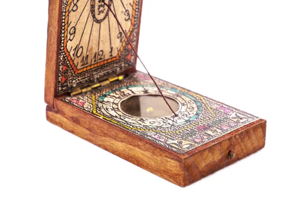 XVIII wieku kompas w drewniane pudełko — Zdjęcie stockowe