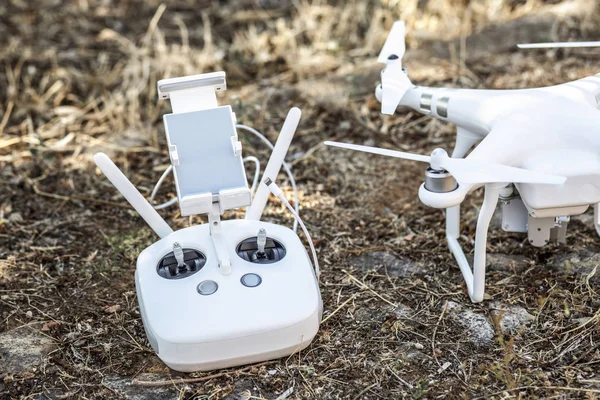 stock image Drone over country ground with video camera