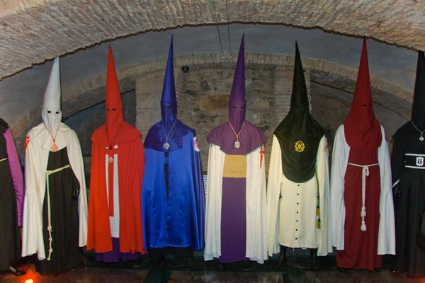 Several clothes of Caceres Holy Week — Stock Photo, Image
