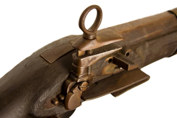 Närbild gamla trä pistol isolerade — Stockfoto