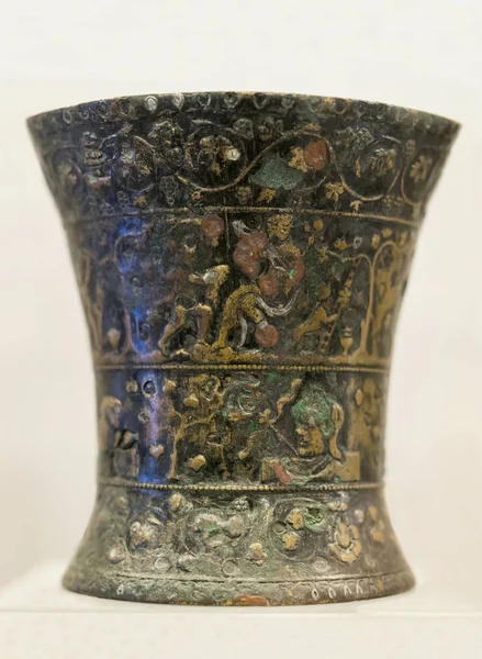 Nertobriga wazon wykonany z brązu niello statku i srebro — Zdjęcie stockowe