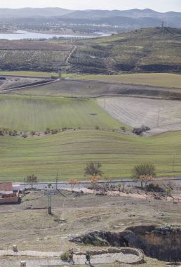 Belmez Kalesi, Cordoba, İspanya ziyaret yürüyüşçülerin aile