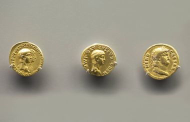 Three golden coins of Nero Emperor clipart