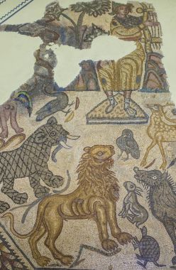 Roman mosaic depicting Orpheus Myth clipart