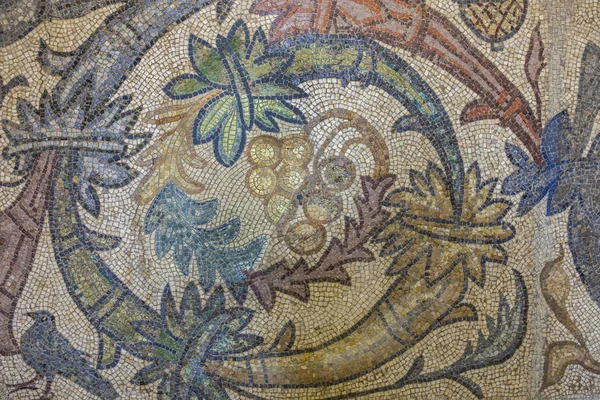 Mosaico romano con frammento di grappoli d'uva — Foto Stock