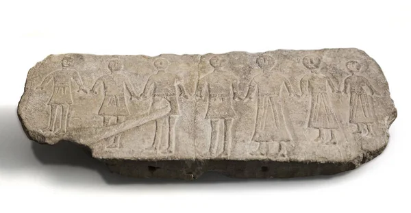 Relief of bastetani dancers. Ancient Iberian culture key piece — Stock Photo, Image