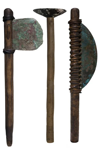 メイス、青銅斧、三日月刃斧 — ストック写真