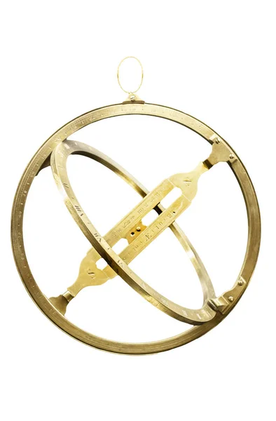 18Th Century Hanging Armillary Sphere Isolated — 스톡 사진