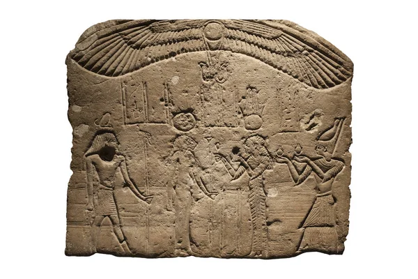 Donation stela with pharaons Cleopatra VII and Ptolomy XVIII — Stock Photo, Image