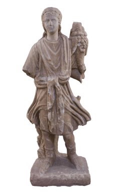 Badajoz, İspanya - 1 Ocak 2018: Lar heykeli, antik Roma dininin koruyucu tanrısı. Badajoz Müzesi