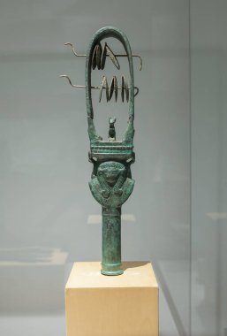 Ancient Egypt bronze sistrum clipart