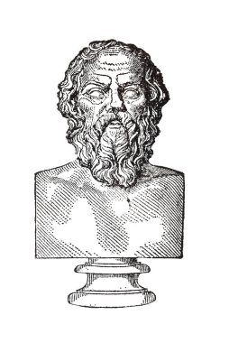 Portrait of classical greek philosopher. One of the founders of Western philosophy. Isolated clipart